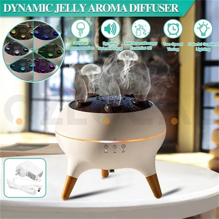 3D Dynamic Ultrasonic Spray Jellyfish Humidifier 250ml Essential Oil Diffuser AU - 50% OFF SALE
