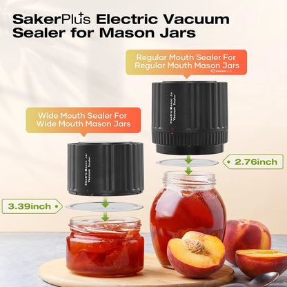 Electric Mason Jar Vacuum Sealer Kit + 10 Lids for Wide Regular Mouth Mason Jars- 50% OFF Until Stock Lasts