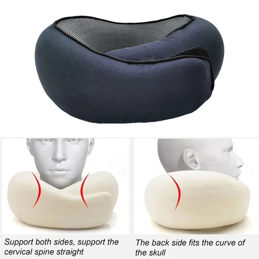 Memory Foam U Shaped Travel Pillow Neck Support Soft Head Rest Plane Car Cushion- 50% OFF